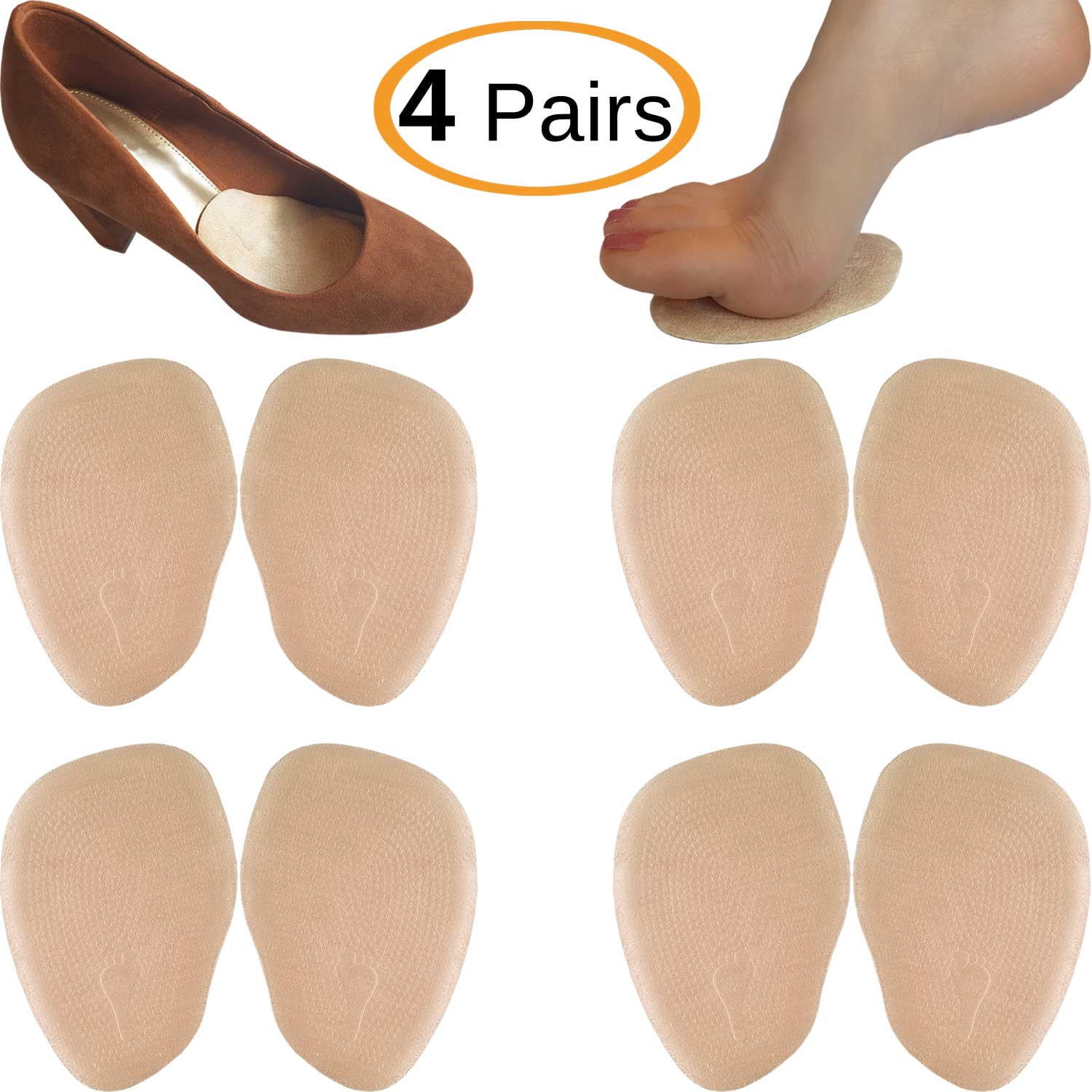 Chiroplax High Heel Cushion Inserts Pads (4 Pairs) Suede Ball of Foot