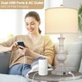 Cinkeda Farmhouse Table Lamps Set Of 2 Usb Ports Ac Outlet 3 Way Dimmer Resin Nightstand 7767