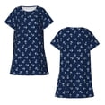 thumbnail image 3 of Bixox Nautical Themed Simple Anchors Pattern Women's Nightgown, Soft & Breathable Sleepwear, Round Neck Knee-Length Pajama Dress,Loungewear for Home & Sleep, 3 of 7