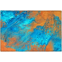 Karina Blue Contemporary Artistic Color Splash 1'8" x 2'6" Non-Skid Accent Rug
