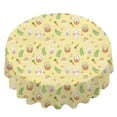 thumbnail image 2 of Easter and Rainbows Yellow Pattern Round Tablecloth 60", Wrinkle-Resistant Wipeable Cover for Kitchen, Dining, Picnic & Patio, 2 of 6