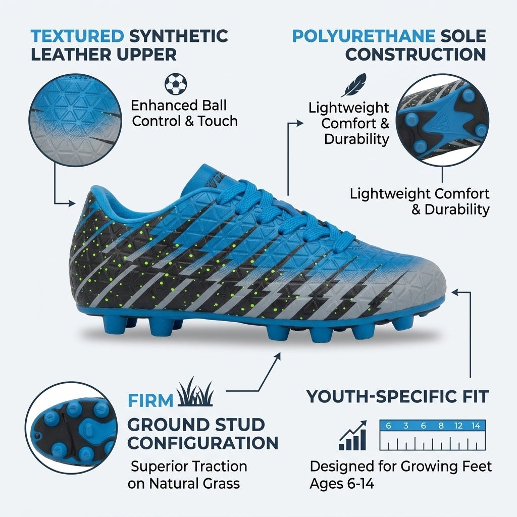 Vizari Bolt Firm Ground Soccer Cleats Kids Blue/Black Size 13 photo 3