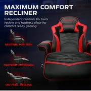 RESPAWN 900 Console Gaming Recliner with Footrest and Lumbar Support - Comfortable Ergonomic Gaming Chair with Headrest, No Wheels, Reclining, Heavy Duty, Racing Style Video Game Chairs - Red