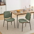thumbnail image 2 of Dining Chairs Set of 2, LEAGHOME Linen Fabric Dining Room Chairs Set, Modern Upholstered Dining Side Chairs, Metal Frame Kitchen Chairs, Green, 2 of 9