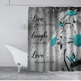 thumbnail image 4 of Teal Floral Shower Curtain, Live Laugh Love Inspirational Quote Turquoise White Daisy Flower Blue Butterfly Modern Bathroom Decor, Waterproof Fabric Shower Curtain Set, 72 X 72 Inch, Raindrop, 4 of 6