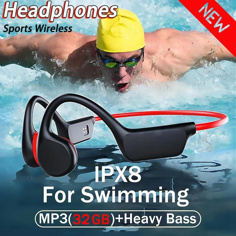 Bone Conduction Headset IPX8 MP3 32GB Bluetooth 5.3 Wireless Swimming Headset With Microphone Waterproof Exercise Fitness 2026