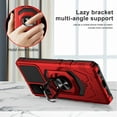 thumbnail image 3 of For TCL 40 T T608DL Robotic Ring Kickstand Phone Case + Tempered Glass - Red, 3 of 6