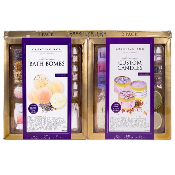 Creative You AllInOne DIY Bath Bombs & Custom Candles Kit 38 Pieces