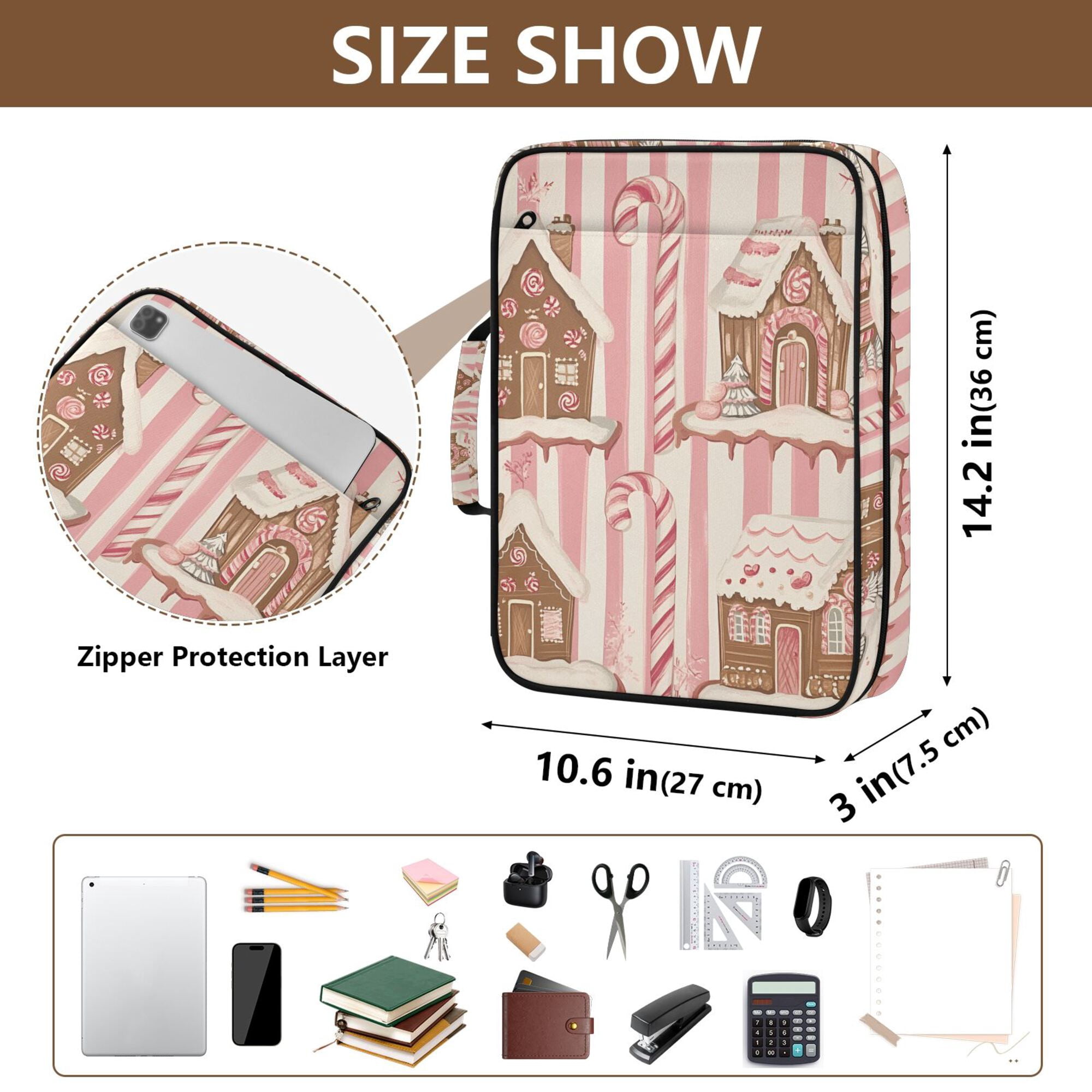 FORMRS Accordion File Folder A4 Size 7-Pocket Expanding Document Organizer Bag with 3 Ring Binder, Pink Candy House