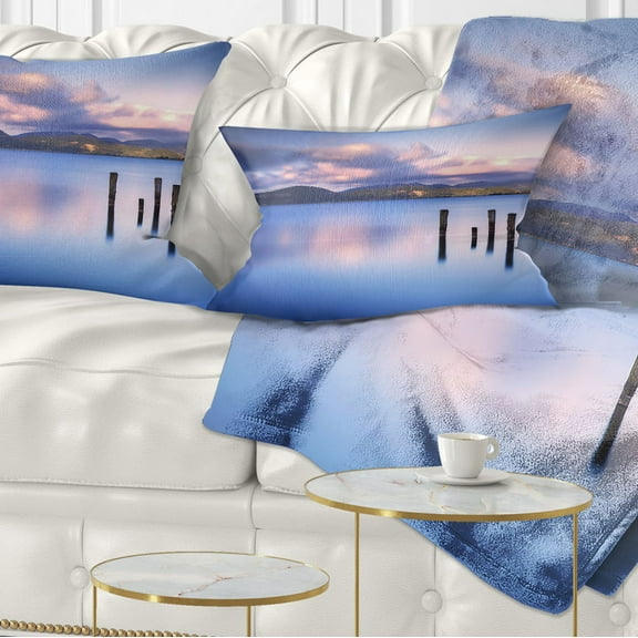 Designart Colorful Clouds at Sunset - Seascape Throw Pillow - 12x20