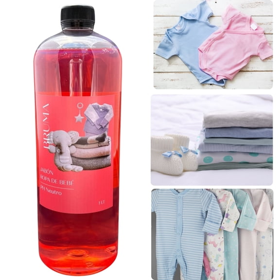 BRUMA Jabón Líquido para Ropa de Bebé 1 L pH Neutro, Aroma Ligero, Suave con los Tejidos