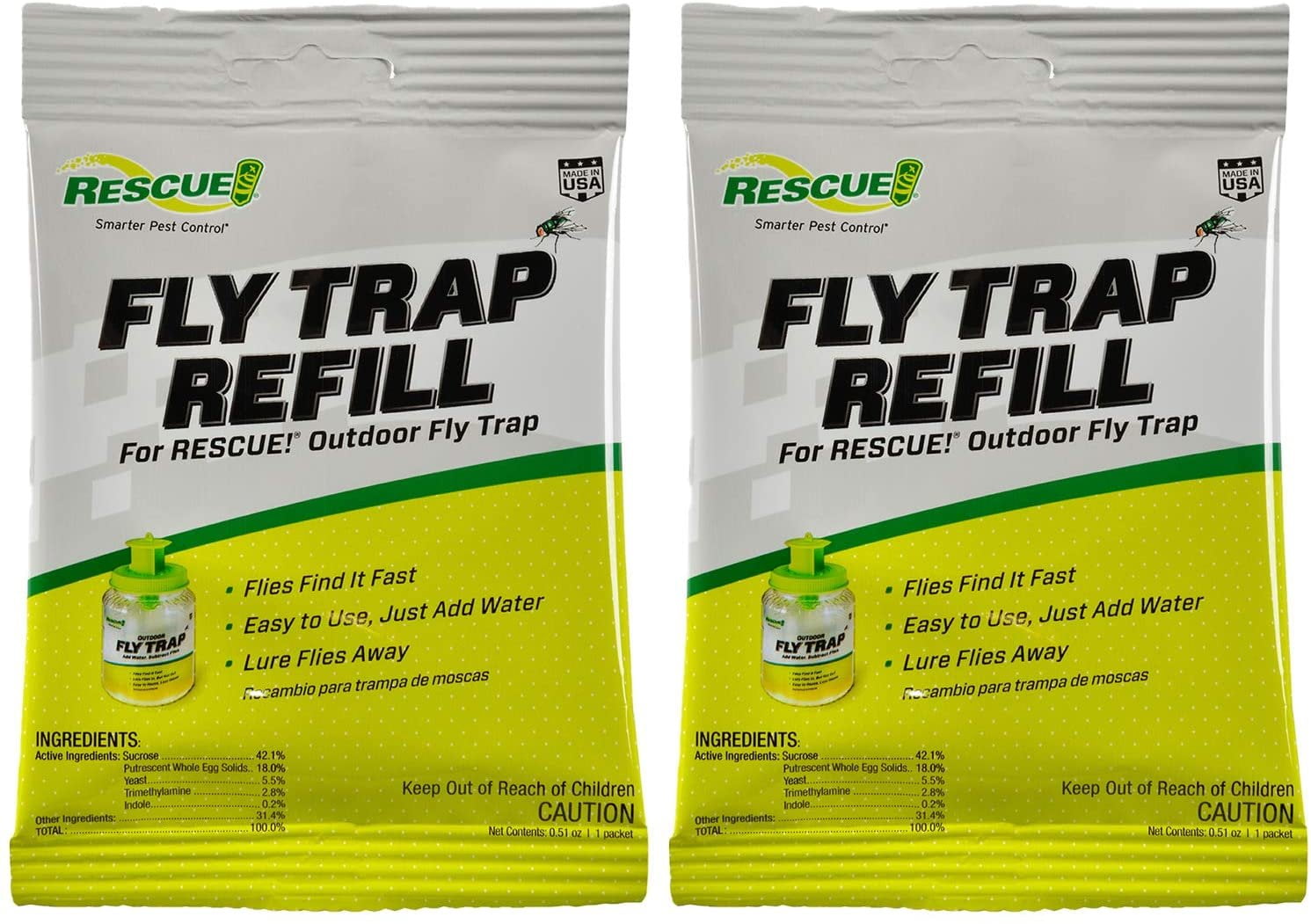 RESCUE! Reusable Fly Trap Refill  Outdoor Use - 2 Pack