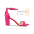 thumbnail image 3 of BLISSFUL STEP Women's Shoes Satin Chunky High Heel Ankle Strap Open Toe Sandals Fuchsia 9.5, 3 of 4