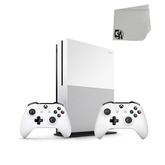 Pre-Owned Microsoft Xbox One S White 1TB Gaming Console with 2 Robot White Controller Included BOLT AXTION Bundle