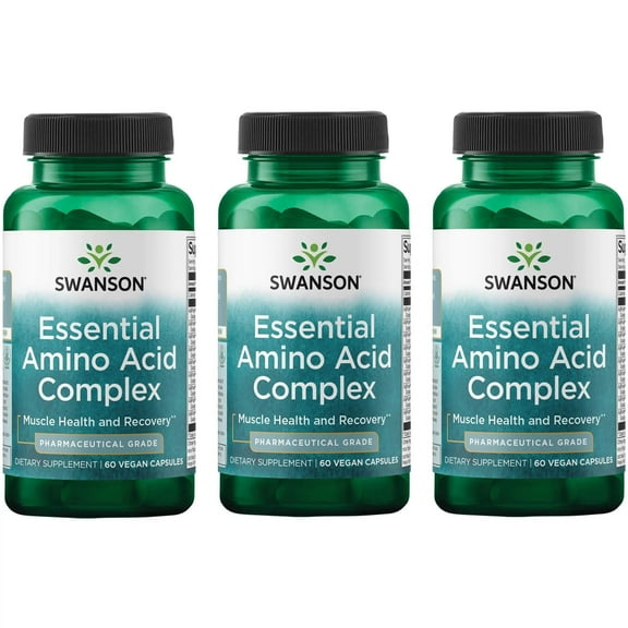 Swanson Ajipure 9 Essential Amino Acid Formula Pharmaceutical Grade 60 Veg Capsules (3 Pack)