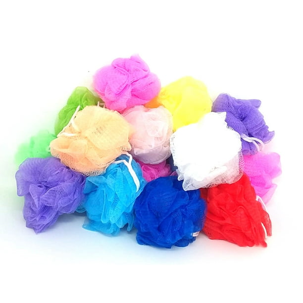 20 SMALL Bath or Shower Sponge Loofahs Pouf Mesh Assorted Colors