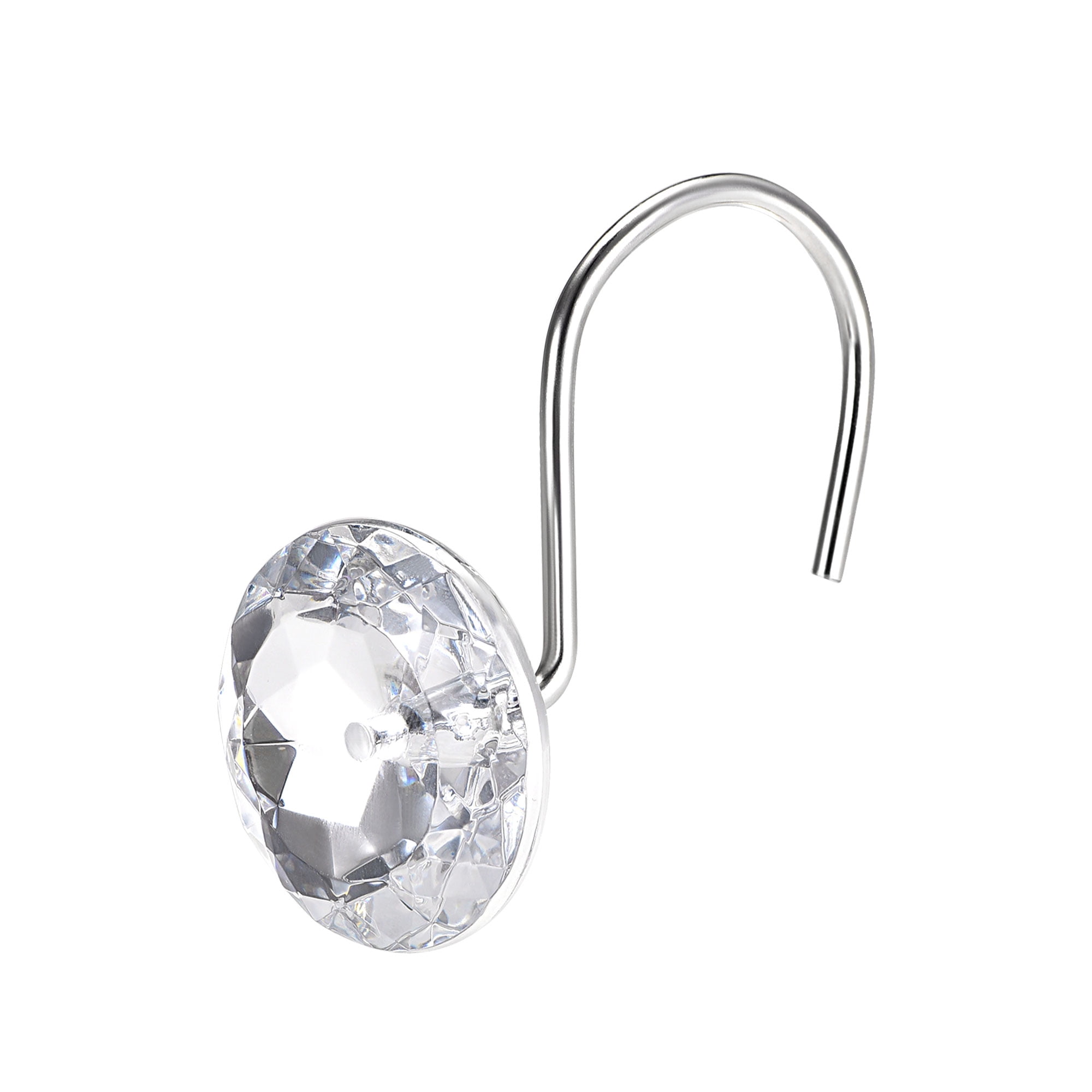 Shower Curtain Hooks for Bathroom , Home Decorative Acrylic Hook Rings, Curtain Rod Hangers Transparent 12 Pack