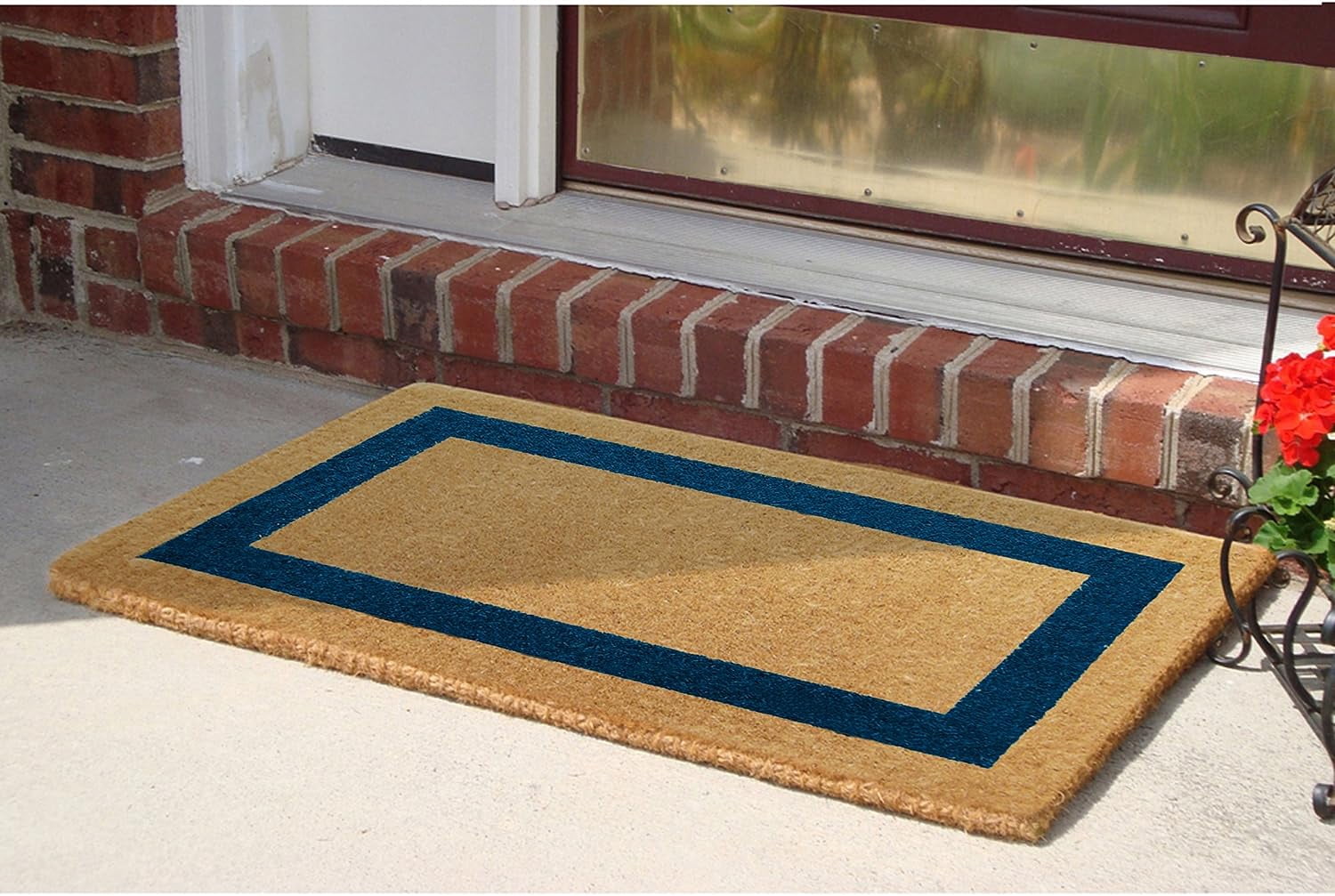 Legendary Doormats Blank Coco Coir Doormat Outdoor Welcome Door Mat with Single Black Picture Frame Border - Blue - 22" x 36"