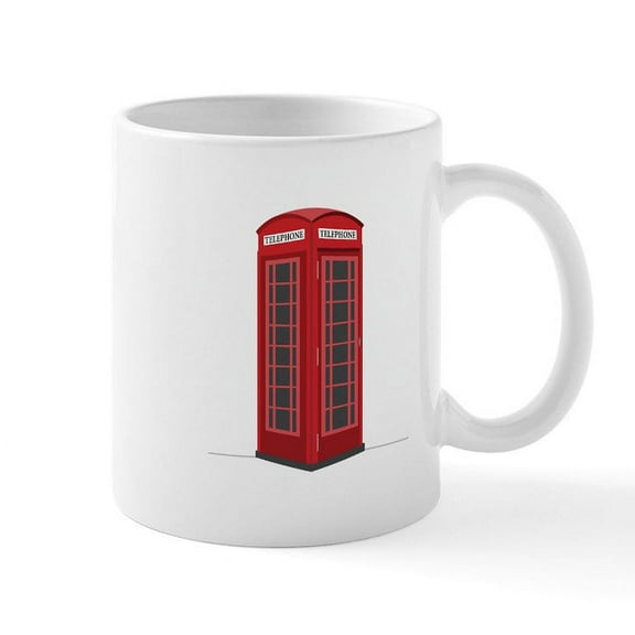 CafePress - London Phone Booth Mugs - 11 oz Ceramic Mug - Novelty Coffee Tea Cup