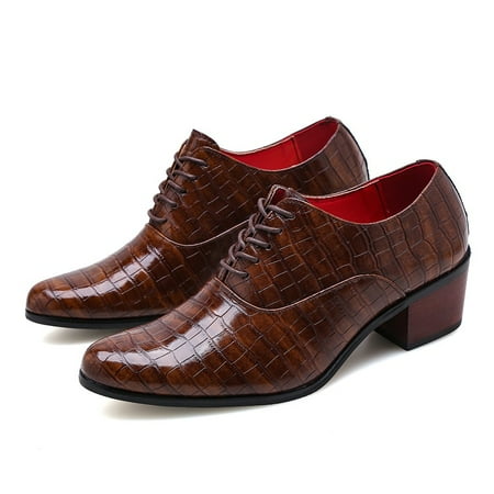 

Men‘s Crocodile Print Patent Leather High Heels Oxford Shoes Classic Pointed Toe Formal Shoes For Wedding Business Party
