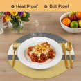 thumbnail image 4 of Yellow Morocco Round 13 Inch Placemats Set of 4, Geometric Grey Stripes Modern HeatResistant Non Slip Place Mats for Dining Table, Wipeable Braided Kitchen Table Mats for Housewarming, 4 of 9