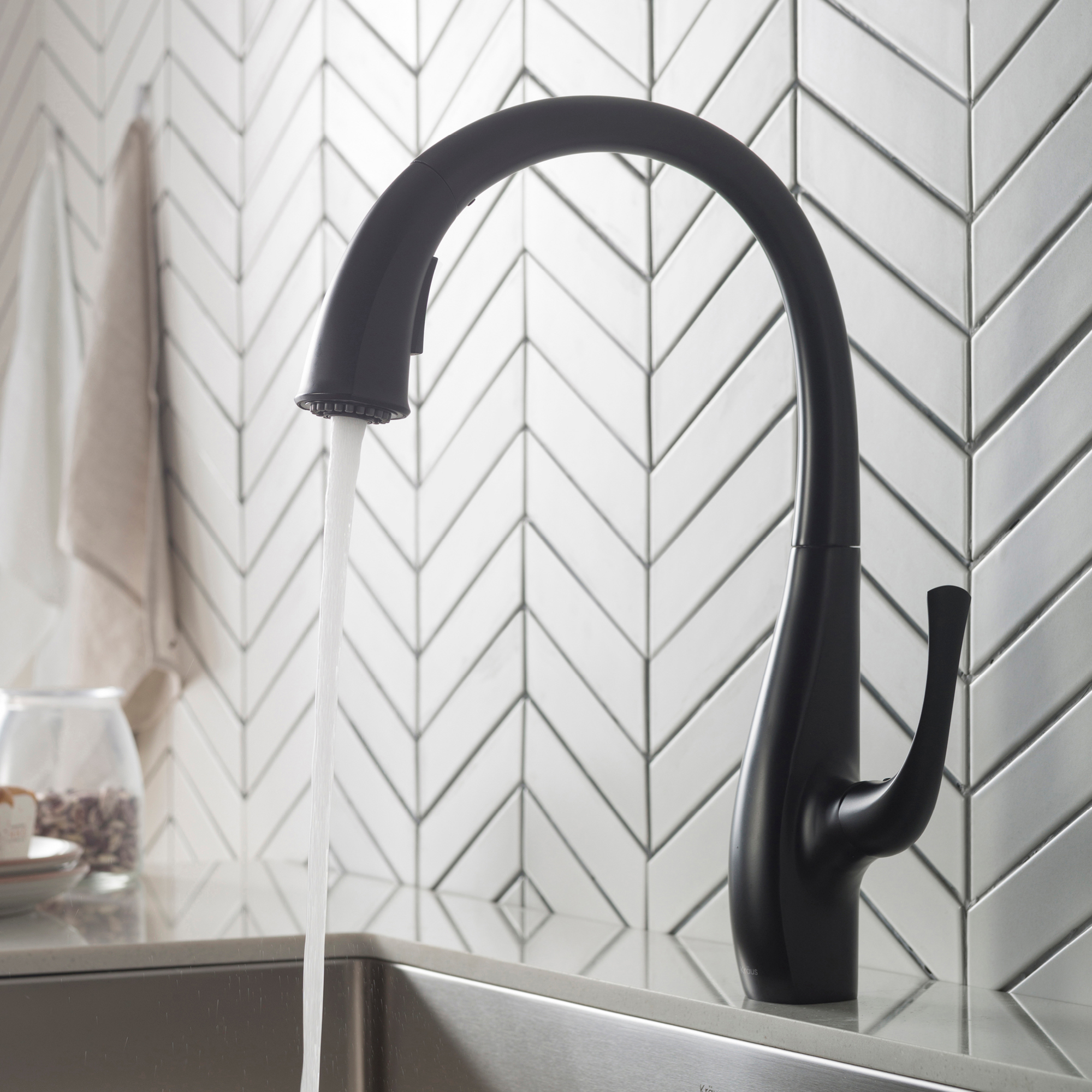 KRAUS Ansel™ Matte Black Finish Dual Function Pull-Down Kitchen Faucet