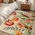 thumbnail image 5 of Rectangle Area Rug 4x6ft, Vintage Garden Tulip Watercolor Floral Non-Shedding Washable Area Rug, Spring Flower Leaves on Flax Non Slip Low-Profile Rugs for Living Room, Bedroom Dining Room, 5 of 9
