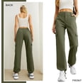 thumbnail image 4 of Women's High Waisted Cargo Pants Travel Y2K Streetwear Baggy Stretchy Pants with 6 Pockets Drawstring Ankle Cuffs, 4 of 9