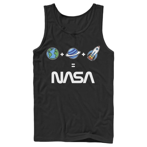 Men's NASA Emoticon Space Logo Equation Tank Top Black Small