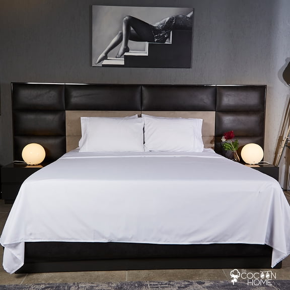 The Cocoon Home 4-Piece Microfiber Bed Sheet Set, Queen, White, 14 Inch Deep Pocket
