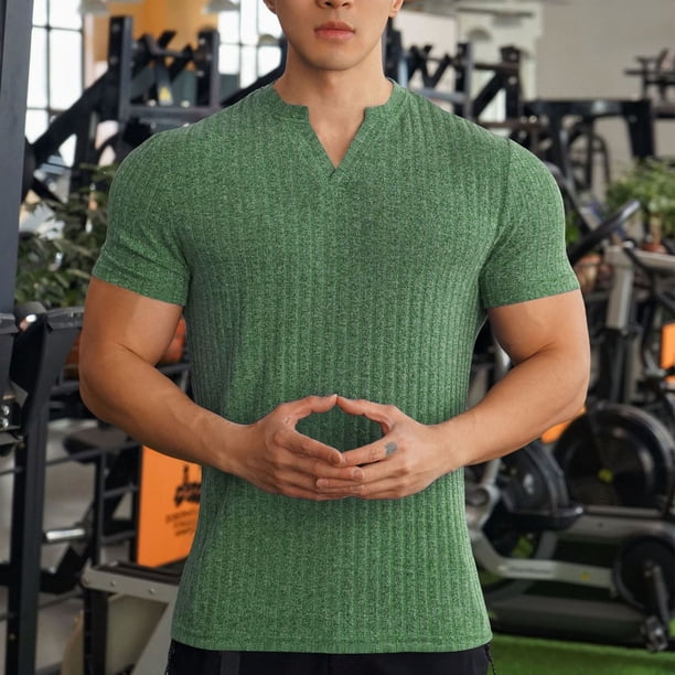 pstuiky camisetas de hombre, Camisa informal de manga corta con botones y cuello vuelto de color liso para hombre camisas casuales para hombre m
