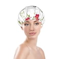 thumbnail image 3 of Easygdp Home Sweet Home Floral Shower Caps for Women, Double Waterproof Layers Shower Cap, Quick Drying Bath Hair Cap Reusable, 3 of 9