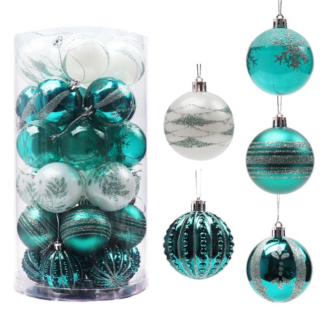 30Pcs 6CM Christmas Pendant Color Balls Hand-painted Matte Finish Stripe Pattern Decorative Christmas Tree Decoration Fade Resistant Multi Finishes Decorative Christmas Balls for Party