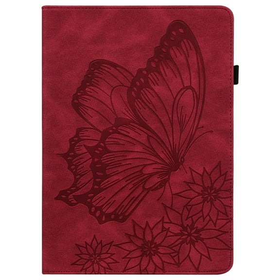 Jiahe Cover Case for Apple iPad 10th Generation 10.9" 2022 Shockproof Synthetic Leather Embossed Butterfly Folio Stand Smart Cover with Card Pocket Case for iPad 10th Gen 10.9", Red