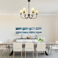thumbnail image 4 of Chords Attic 30" 6-Light Black Chandelier with Distressed Fabric Shades, Industrial Farmhouse Adjustable 71-Inch Chain Pendant Light for Living Room, Bedroom, 4 of 9