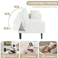 thumbnail image 3 of FFH Modern Corduroy Futon Sofa Bed with Adjustable Backrest,Convertible Loveseat Sleeper,Soft Couch with Drop-Down Table and Cup Holder for Living room,White, 3 of 8
