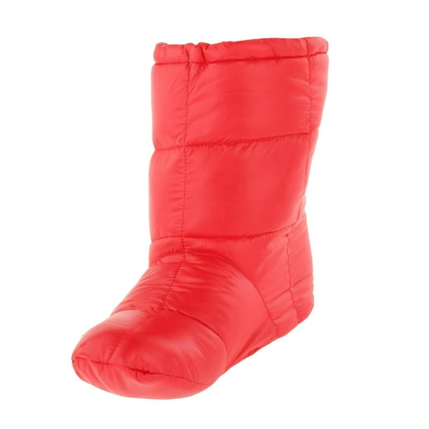 Pantuflas impermeables de plumón, botas cómodas con bolsa de almacenamiento, antideslizantes, para tienda de campaña rojo L
