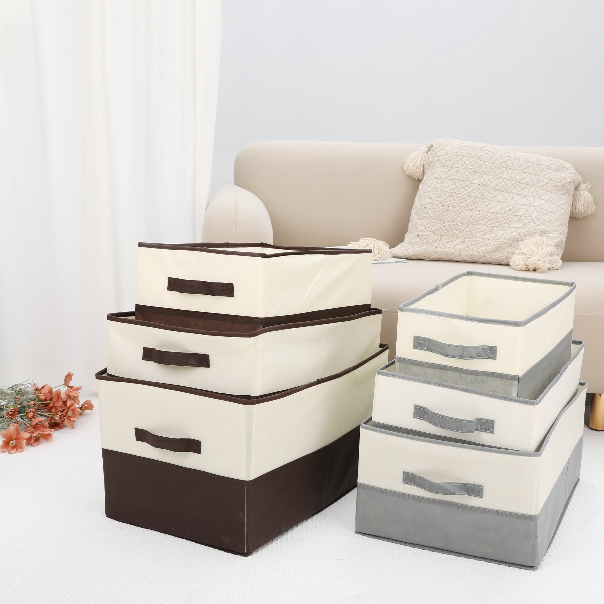 Unique Bargains Fabric Storage Cube Storage Bin Storage Basket Grey 21.7*13.8*12in