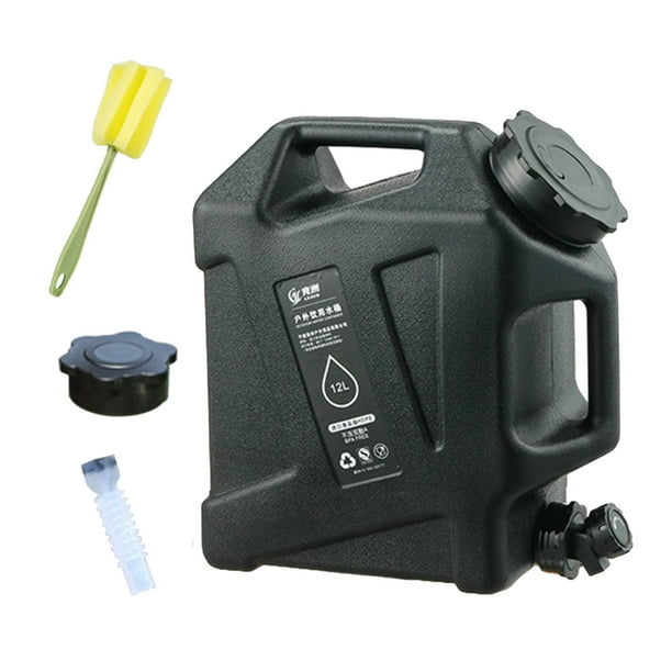 Contenedor de agua, portador de agua con grifo Bidón de agua portátil, jarra de almacenamiento de agua Negro