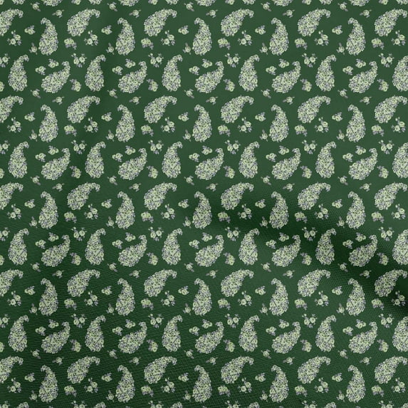 oneOone Cotton Poplin Dark Green Fabric Florals Sewing Material Print Fabric By The Yard 42 Inch Wide