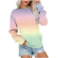 thumbnail image 1 of HKEJIAOI 2023 Women Top Crew Neck Color Block Midweight Long Sleeve Top, 1 of 6