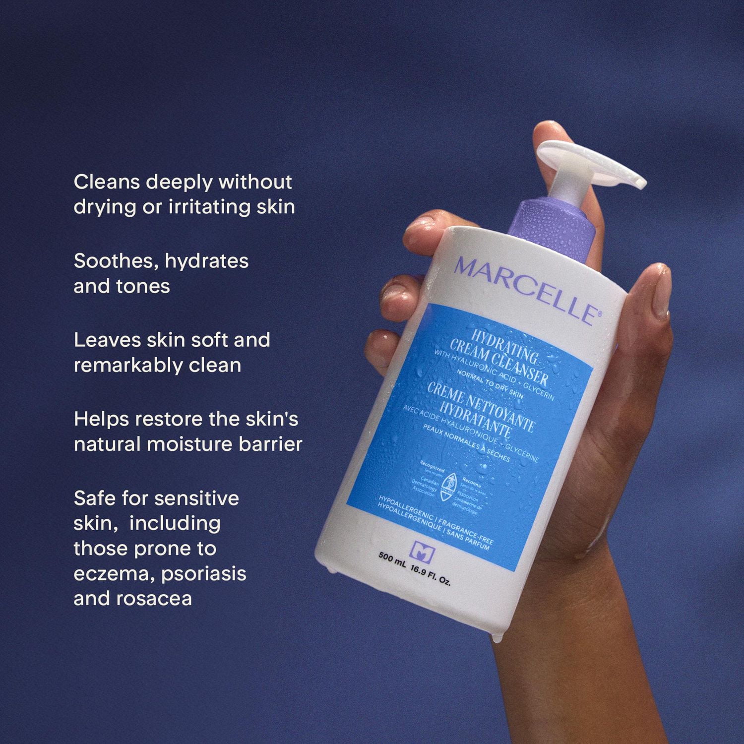 Crème nettoyante hydratante, 500mL Crème nettoyante hydratante et non moussante