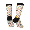 thumbnail image 3 of Goofa Colorful Checkered 1 Printed Men's Crew Socks, Soft Durable Breathable Moisture-Wicking with Odor Control Cotton socks, 3 of 9