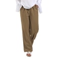 thumbnail image 3 of Women'S Cotton Linen Drawstring High Waisted Pants Casual Loose Fit Wide Leg Trousers Brown XL, 3 of 7