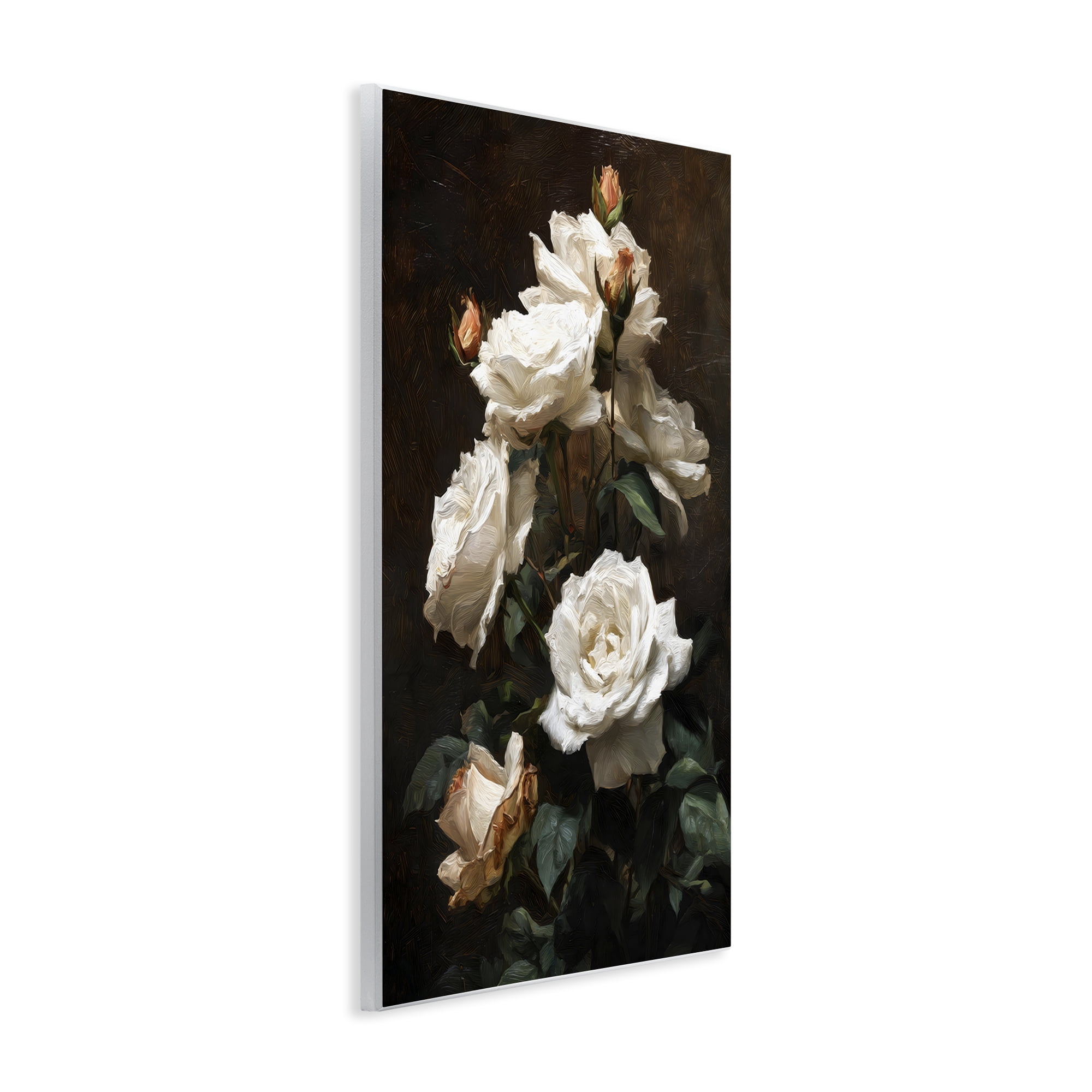 Stupell Industries Tower of White Roses Wall Plaque Art, design by Petal Prints Design