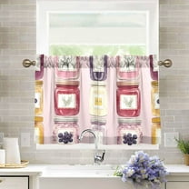 Yayeee Kitchen Curtains Light Filtering 27"x36" Rod Pocket Short Cafe Window Panel, Watercolor Jar