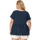 thumbnail image 5 of Women's Plus Size Tee Shirts Square Neck Textured Printed Peplum Summer Short Sleeve Tops Navy Blue 4X, 5 of 7