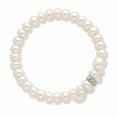 thumbnail image 2 of Primal Silver Sterling Silver 6-8mm Freshwater Cultured Button and Rice Pearl Flexible Bracelet, 2 of 3