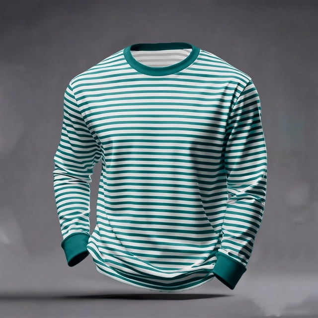 Ceisia Men's Regular Fit Horizontal Stripe Long Sleeve Round Neck Casual T-Shirt Gifts