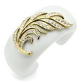thumbnail image 1 of 5.5 in. IP Gold Ion Plating Brass Bangle with Synthetic Stone, White, 1 of 1